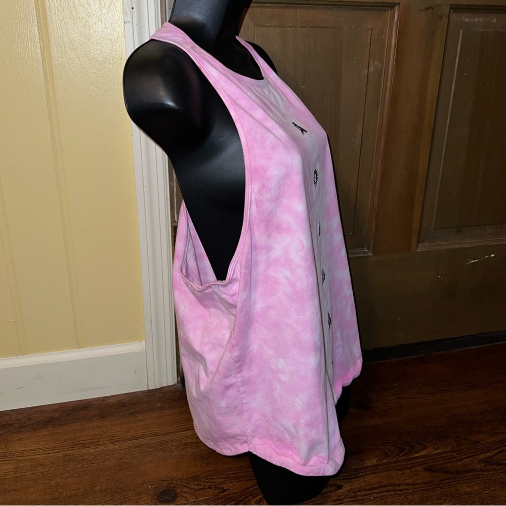 Adidas Active Pink White Gradient Tie Dye Razor Back Sporty Tank Top Size 1X - Picture 3 of 10
